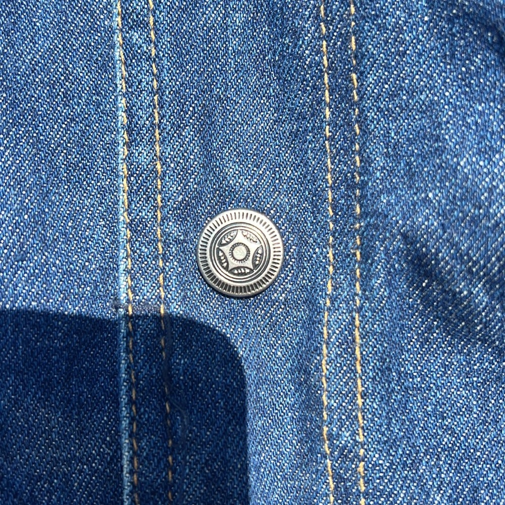 Men's Vintage 90s Denim Blue and Gray Las Vegas Varsity Jacket - Picture 3 of 6